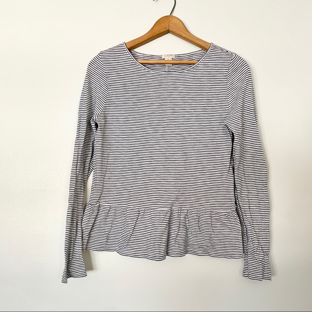 J. Crew Peplum Striped Long Sleeve Blouse Size XS